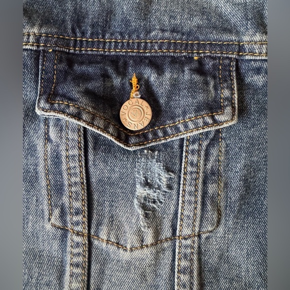 VOCAL Angel Wings Rhinestone Embellished Denim Jacket Size Medium - Boho Western - Picture 9 of 14